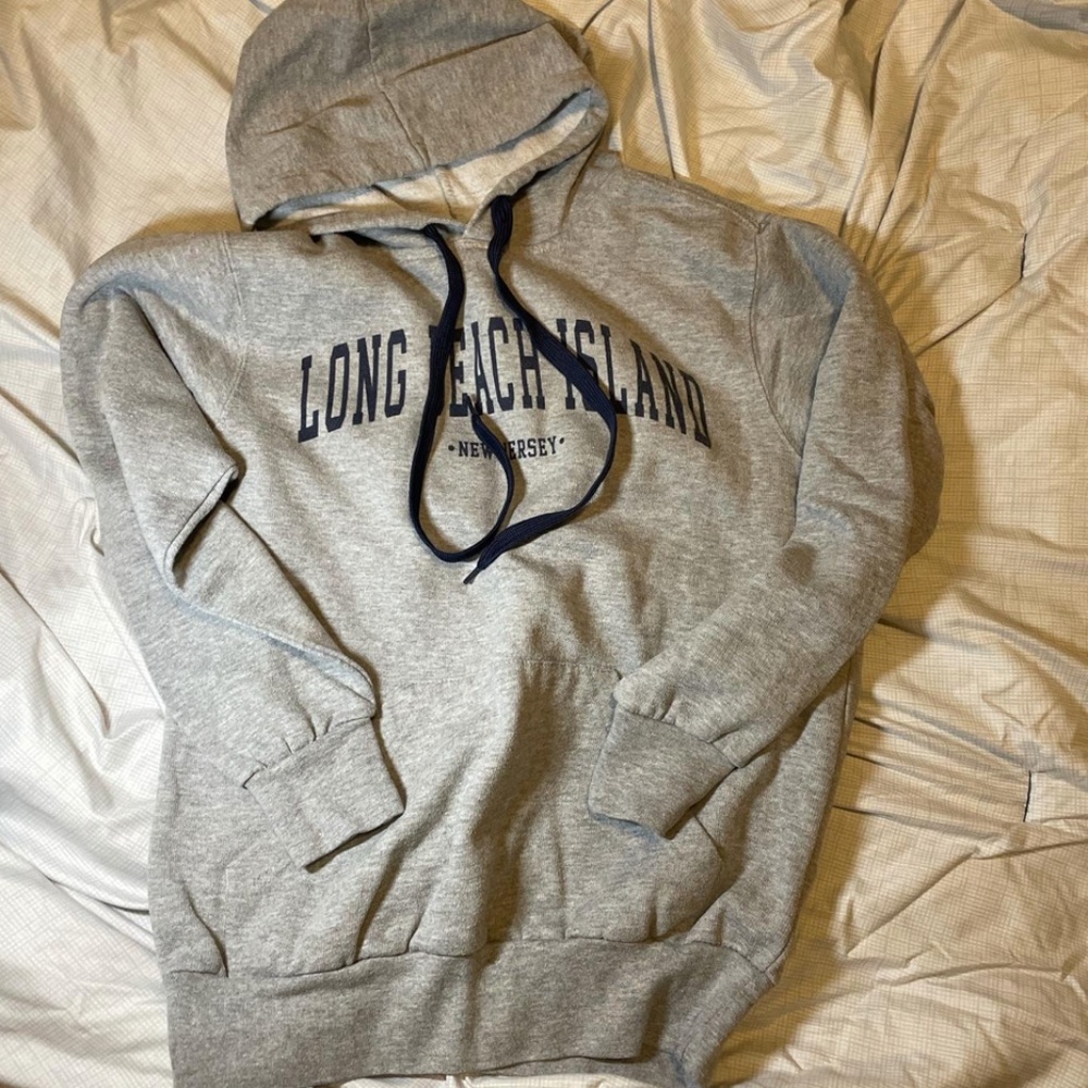 Women's Grey and Navy Hoodie